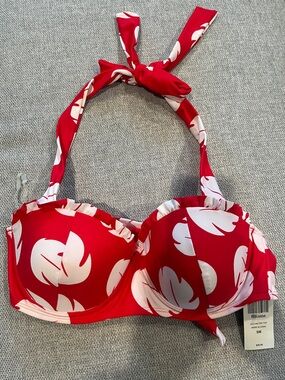 Red & White Tropical Print Halter Bikini Top lilo and stitch